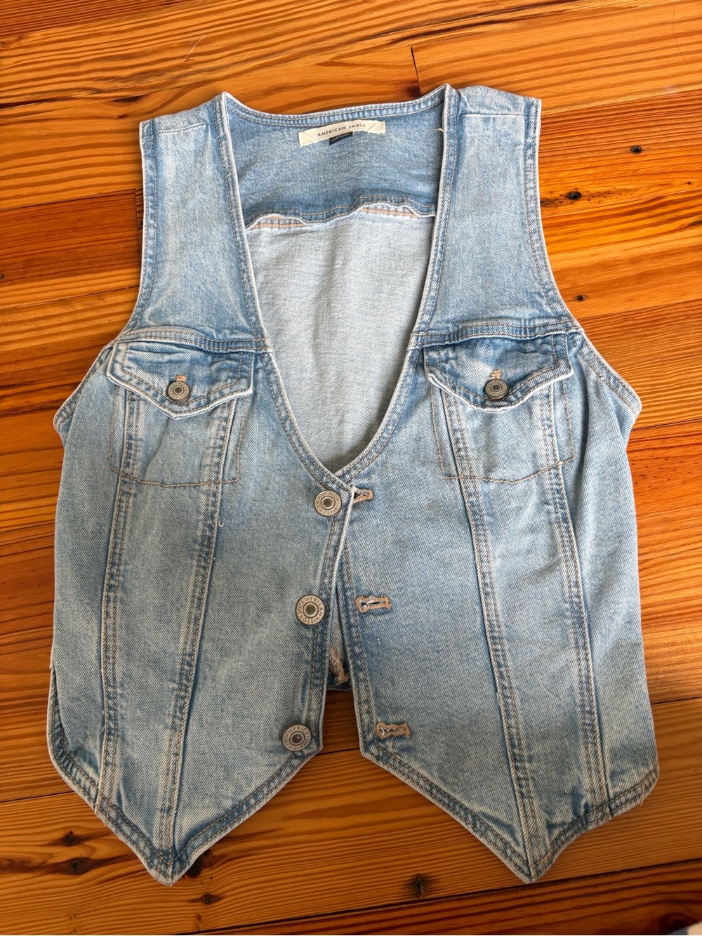 American Eagle Outfitters Light Blue Denim Vest